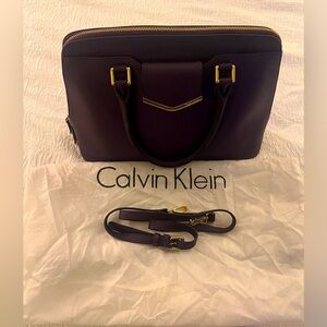 NEW Calvin Klein Saffiano Leather Satchel Purse w/Shoulder Strap Handbag